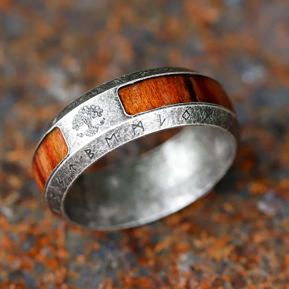 Anillo de Acero Inoxidable con Diseño del Árbol de la Vida Vikingo